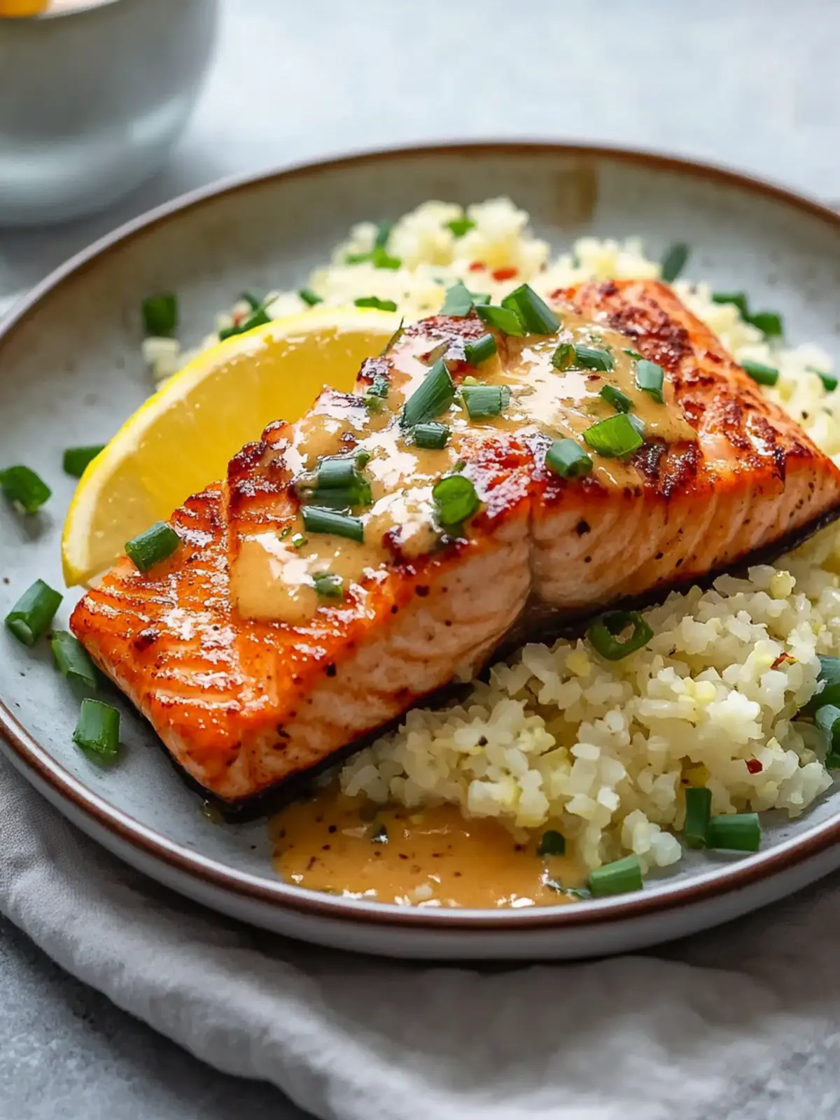 30-Minute Bang Bang Salmon with Cauliflower Rice