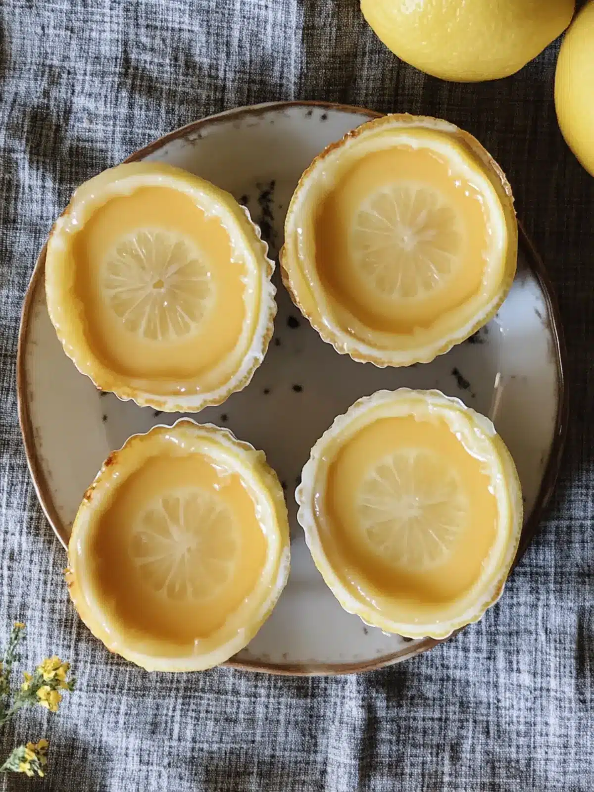 Lemon Flan in Cute Lemon Boats