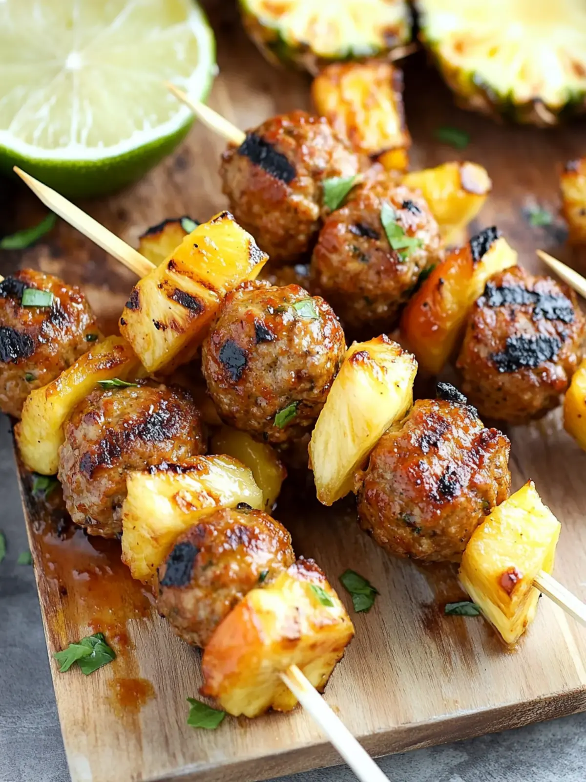 Easy Grilled Pineapple Meatball Skewers