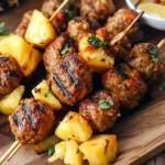 Easy Grilled Pineapple Meatball Skewers
