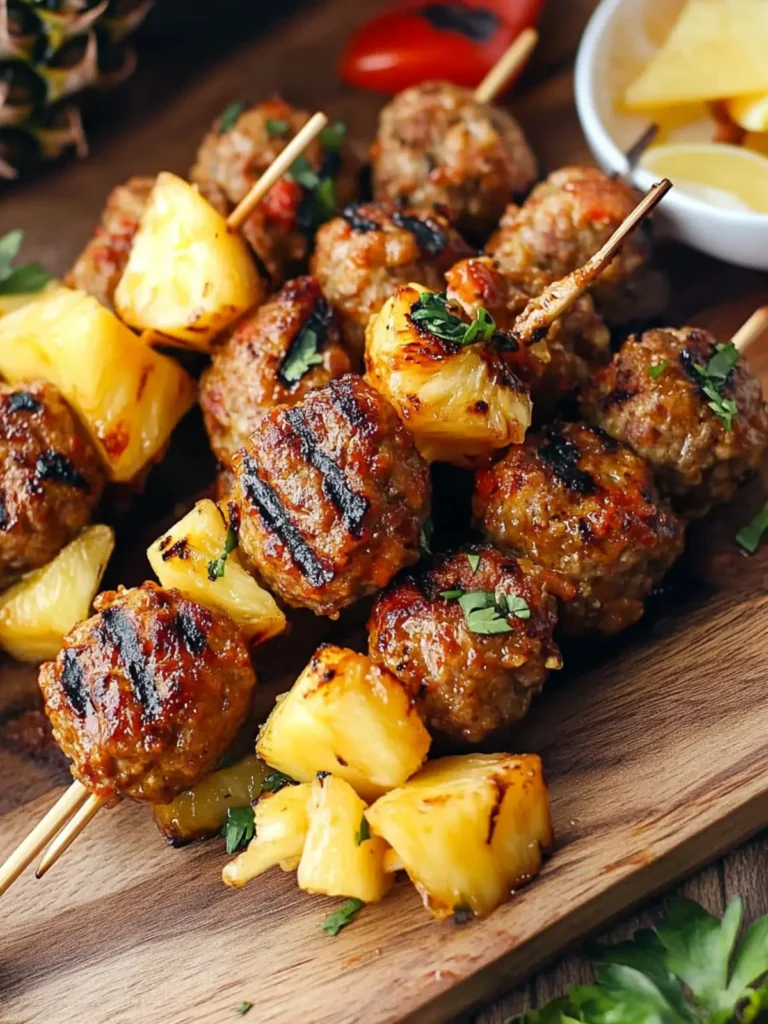 Easy Grilled Pineapple Meatball Skewers