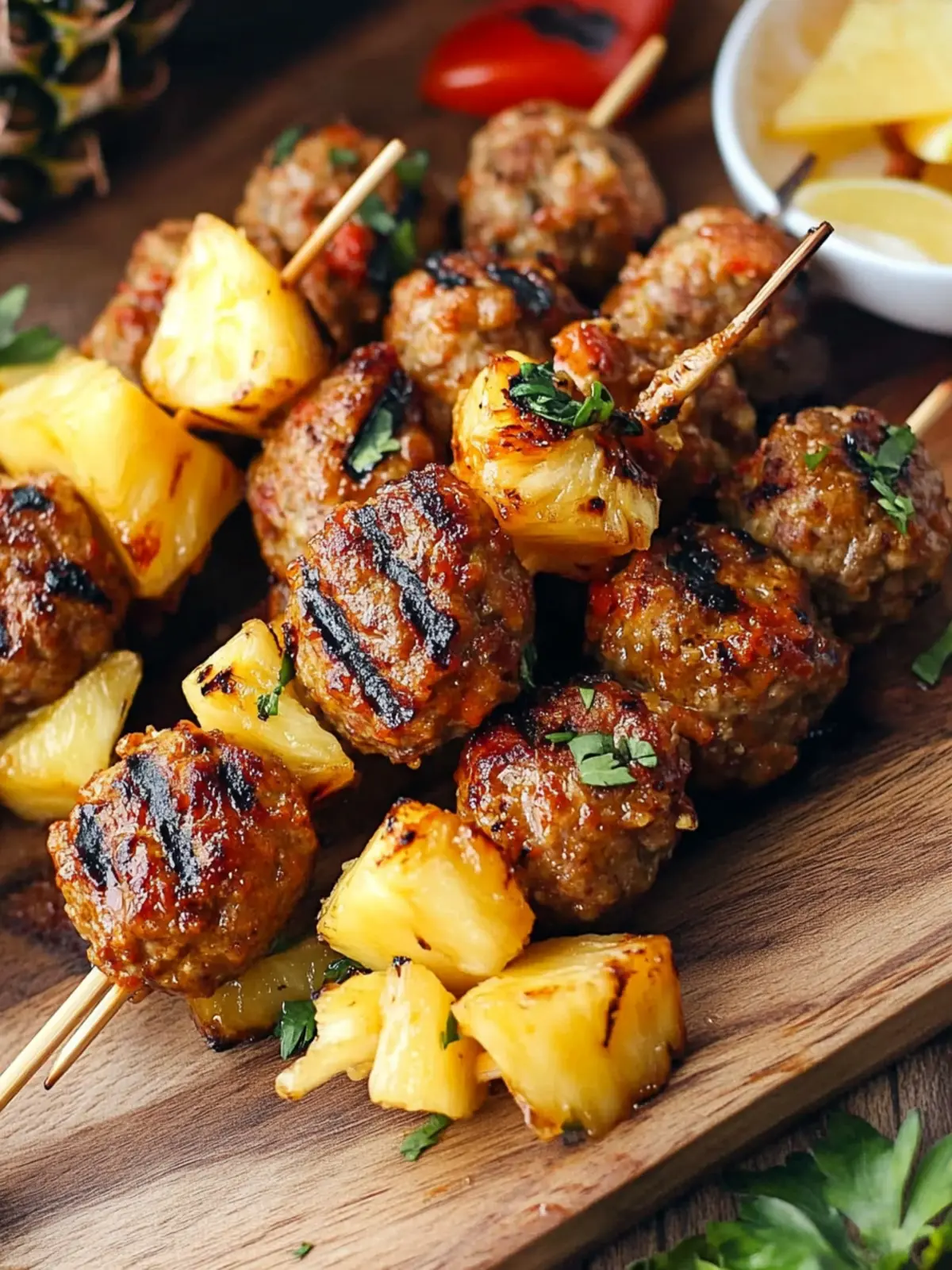 Easy Grilled Pineapple Meatball Skewers