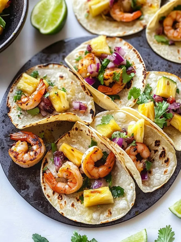 Easy Sheet Pan Shrimp Tacos with Roasted Pineapple Salsa