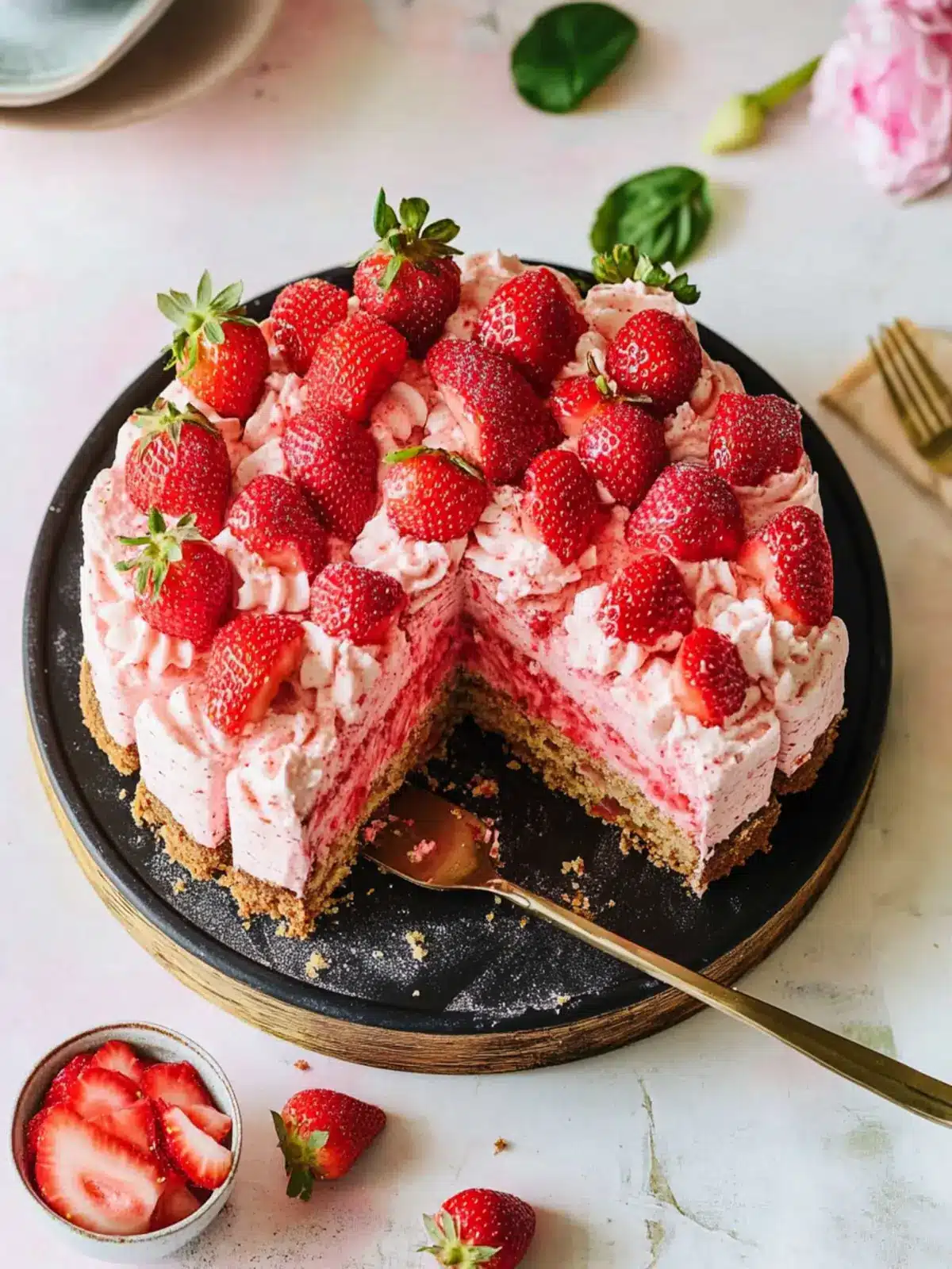 Strawberry Snacking Cake with Creamy Lemon Frosting 3 Strawberry Snacking Cake