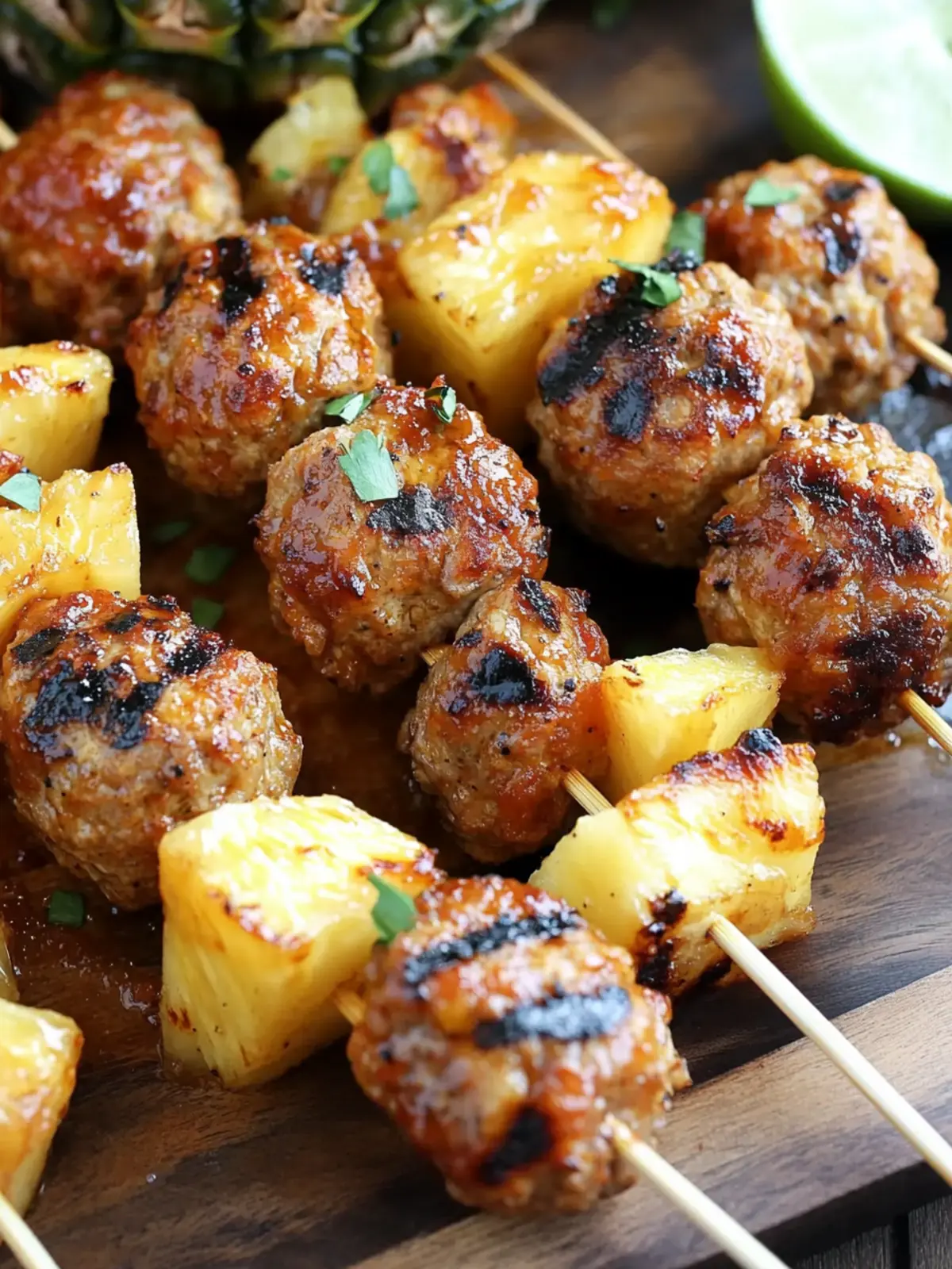 Easy Grilled Pineapple Meatball Skewers