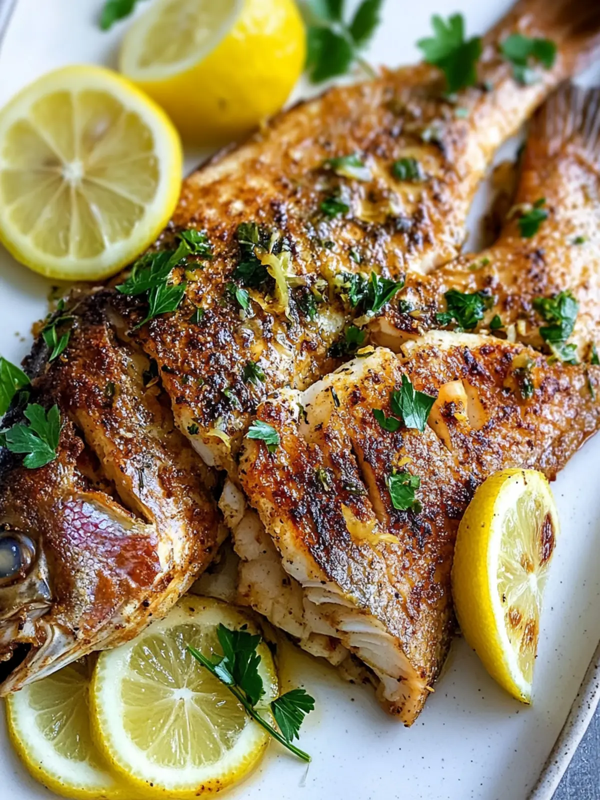 Baked Lemon Garlic Red Snapper Fish