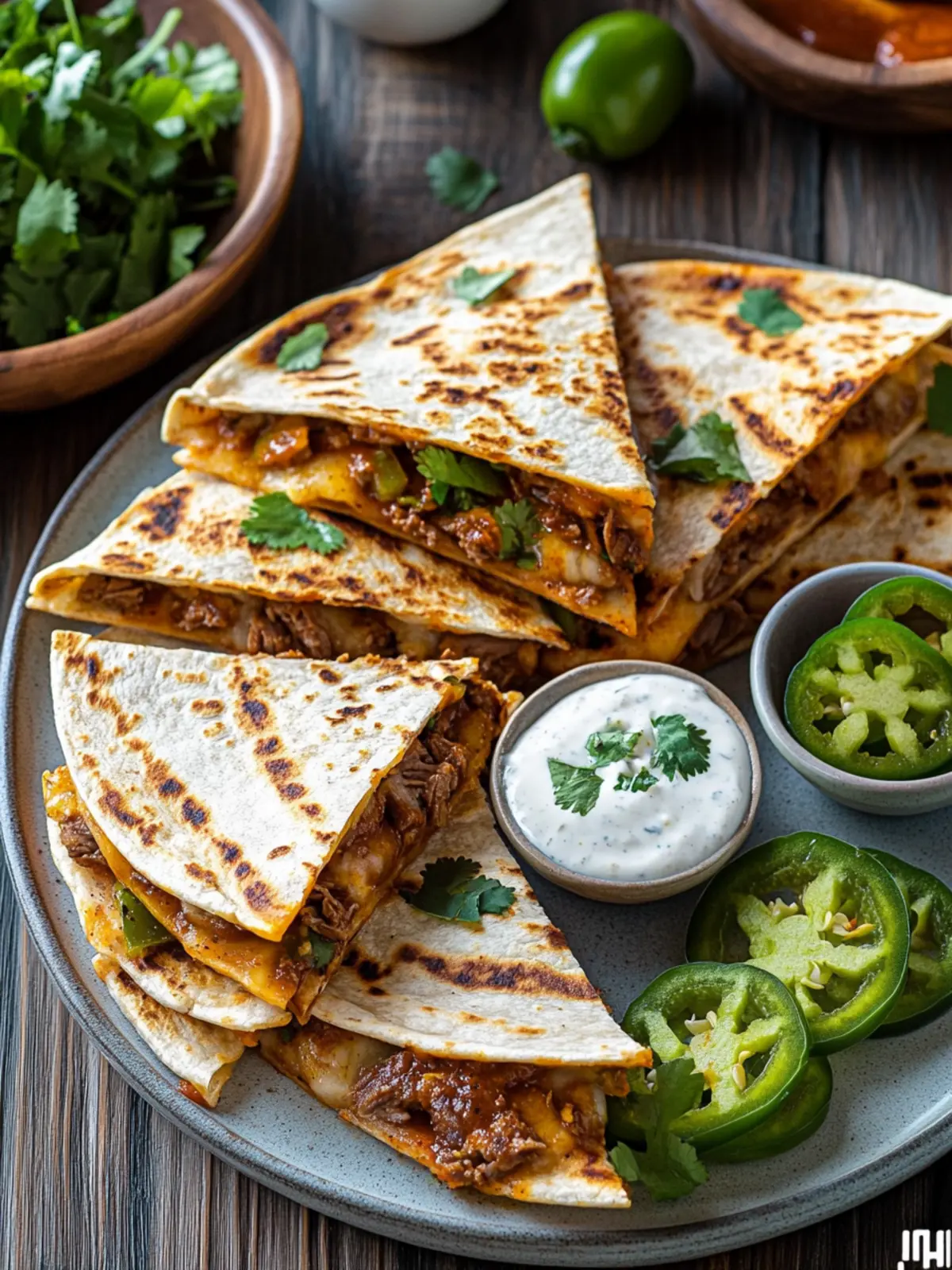 Cheesy BBQ Beef Jalapeno Quesadillas