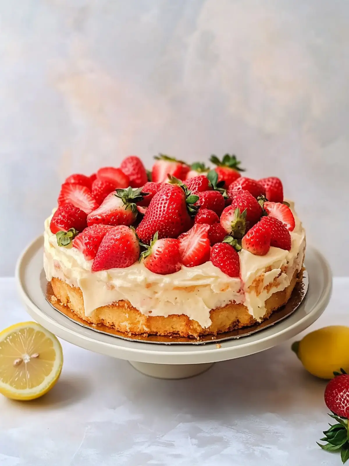 Luscious Fresh Strawberry Cake With Lemon You Must Try Today 2 Fresh Strawberry Cake (With Lemon)