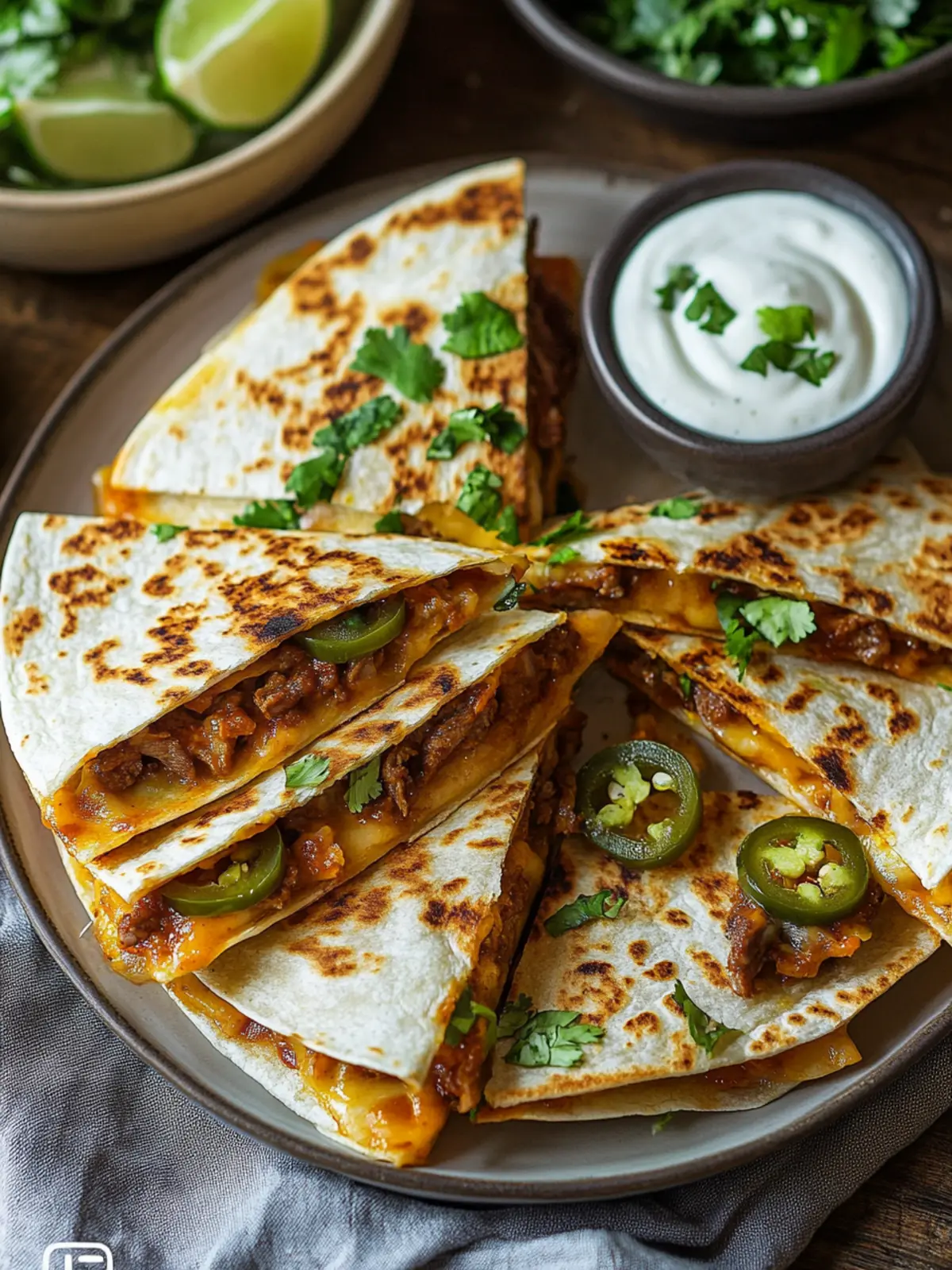 Cheesy BBQ Beef Jalapeno Quesadillas