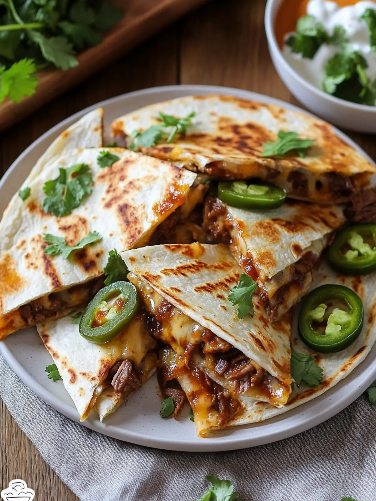 Cheesy BBQ Beef Jalapeno Quesadillas