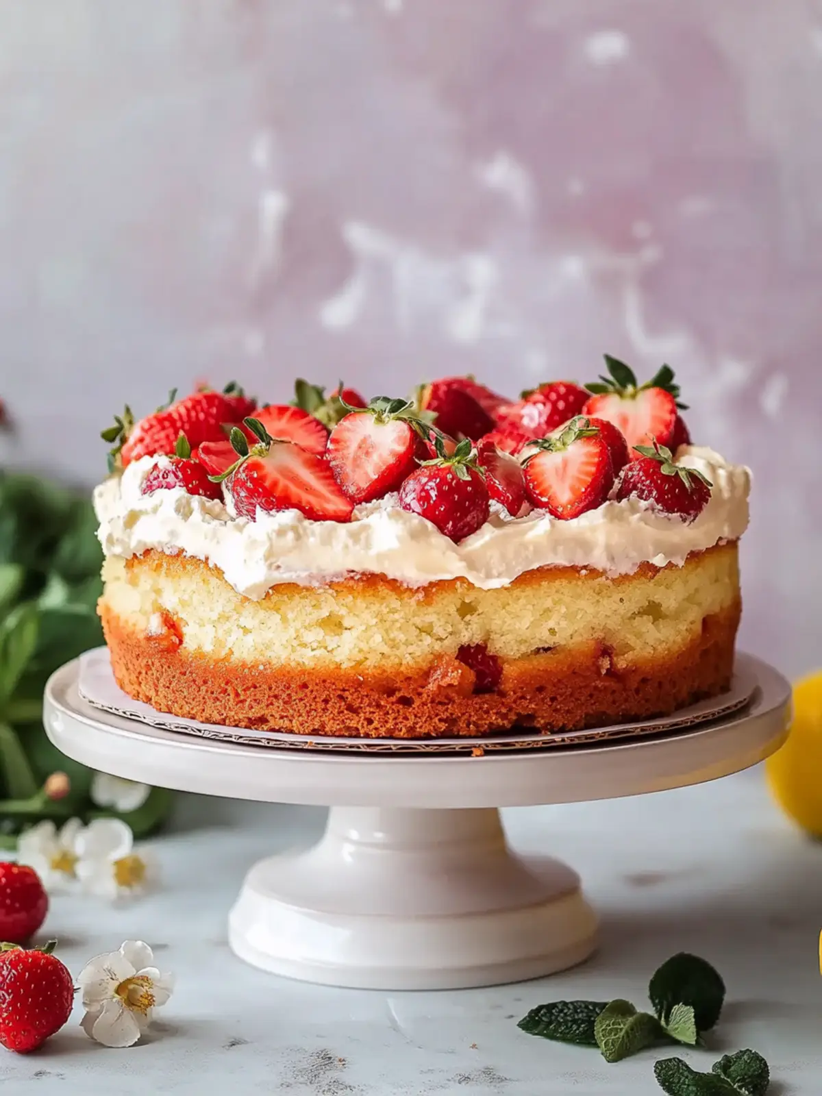 Luscious Fresh Strawberry Cake With Lemon You Must Try Today 4 Fresh Strawberry Cake (With Lemon)