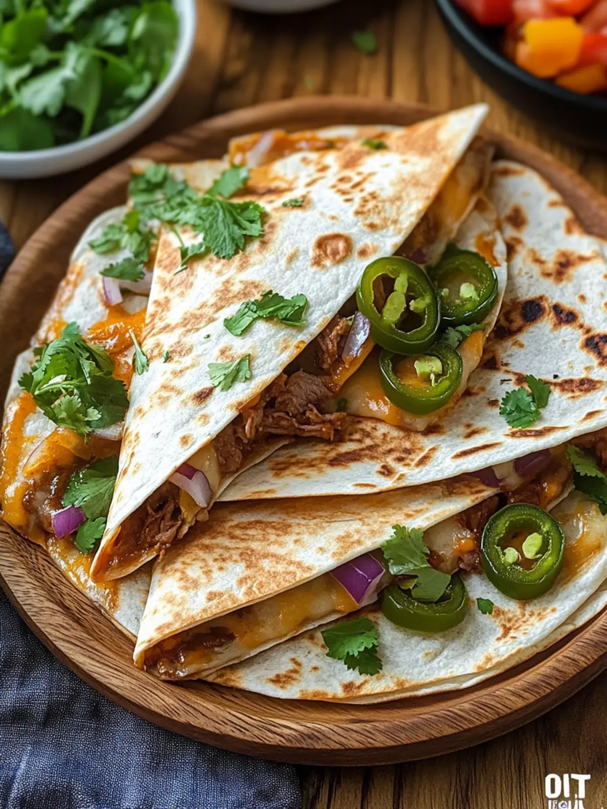 Cheesy BBQ Beef Jalapeno Quesadillas