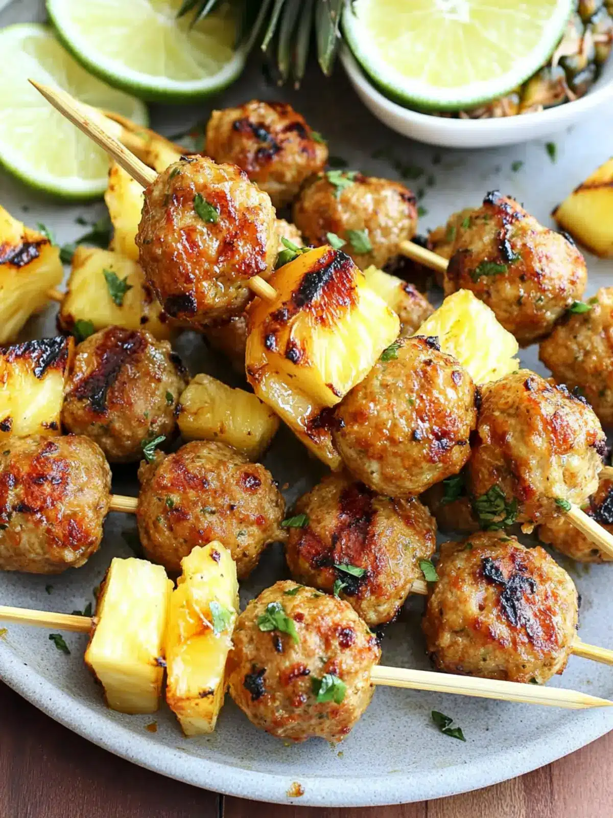 Easy Grilled Pineapple Meatball Skewers
