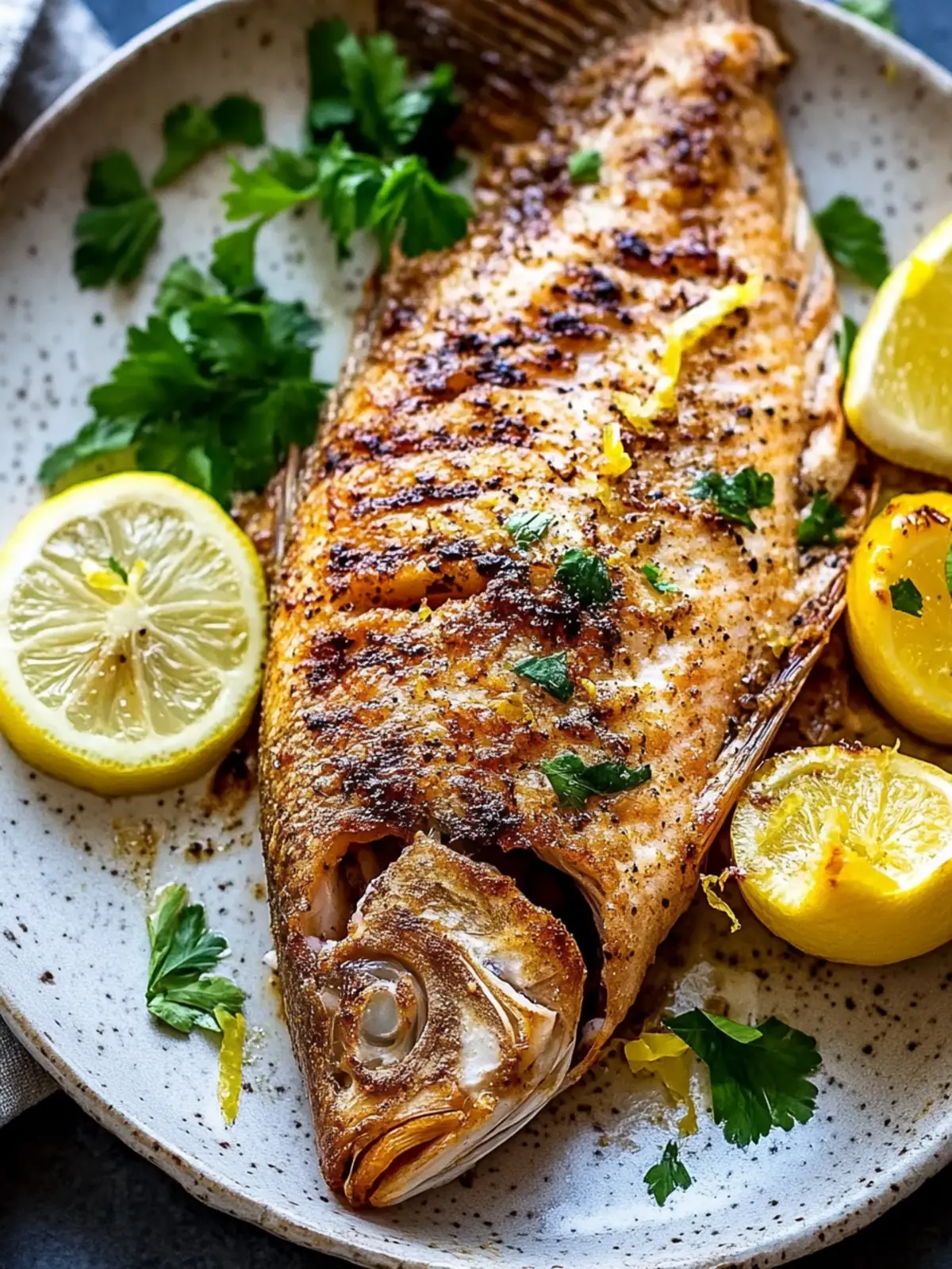 Baked Lemon Garlic Red Snapper Fish