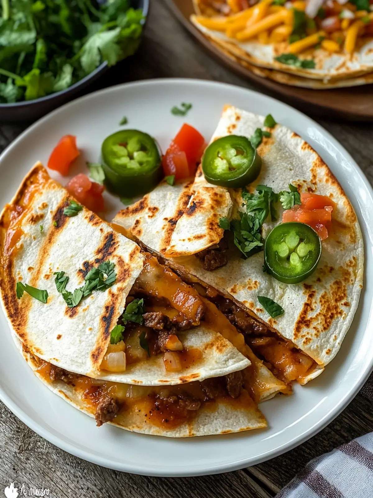Cheesy BBQ Beef Jalapeno Quesadillas