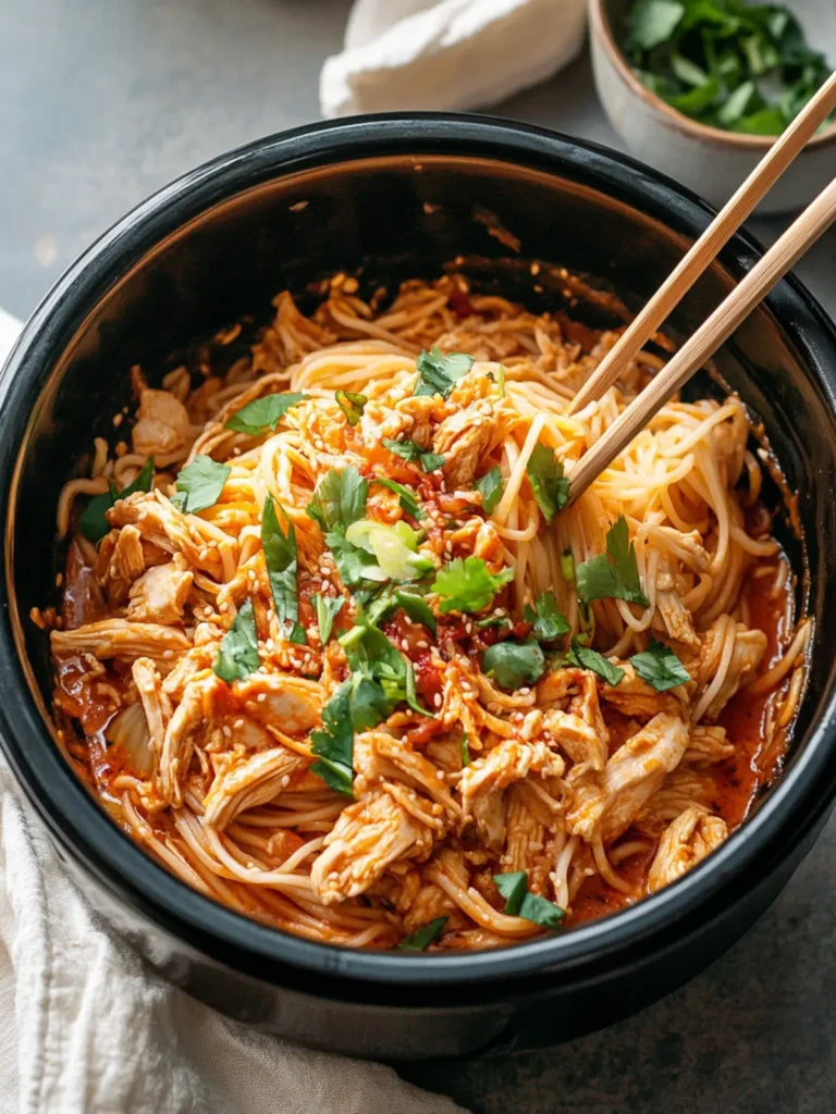 Slow Cooker Coconut Gochujang Chicken Noodles