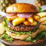 Jamaican Jerk Burger with Caramelized Pineapples