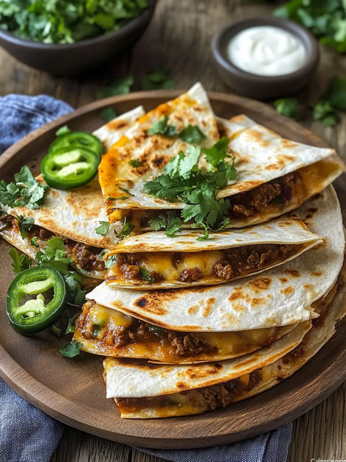 Cheesy BBQ Beef Jalapeno Quesadillas