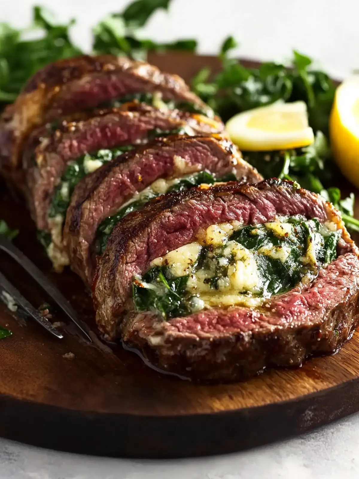 6 Ingredient Flank Steak Stuffed with Parmesan, Spinach and Lemon Zest
