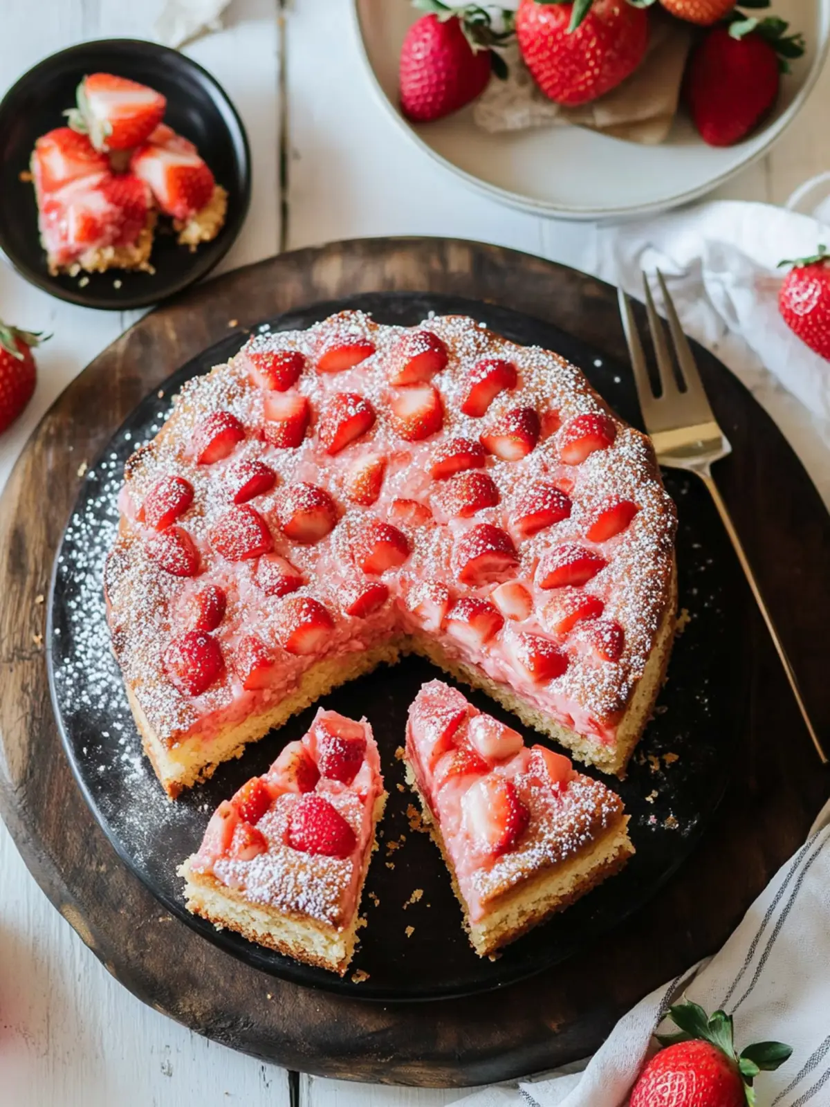 Strawberry Snacking Cake with Creamy Lemon Frosting 5 Strawberry Snacking Cake