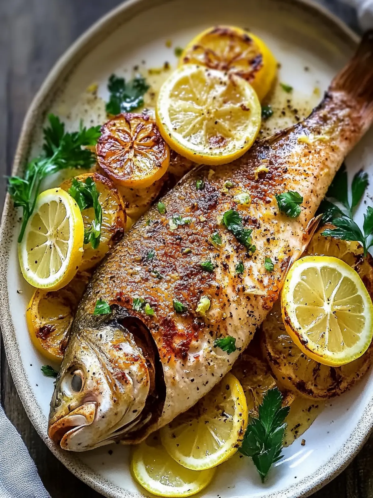 Baked Lemon Garlic Red Snapper Fish