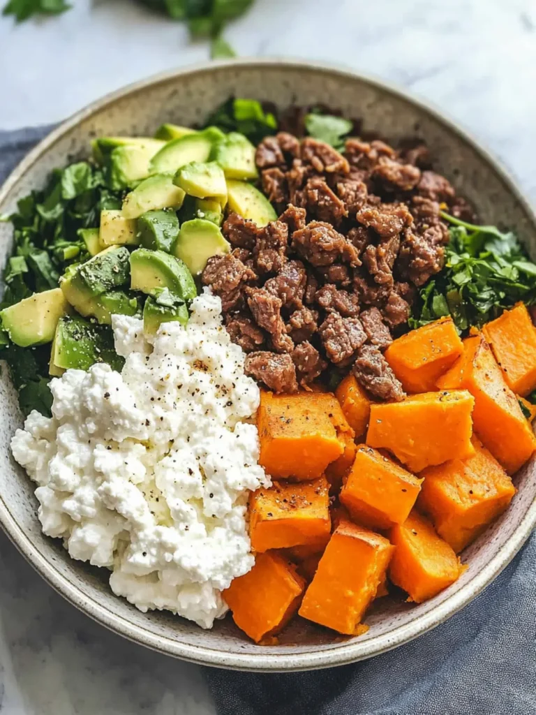 Cottage Cheese Sweet Potato Beef Bowl
