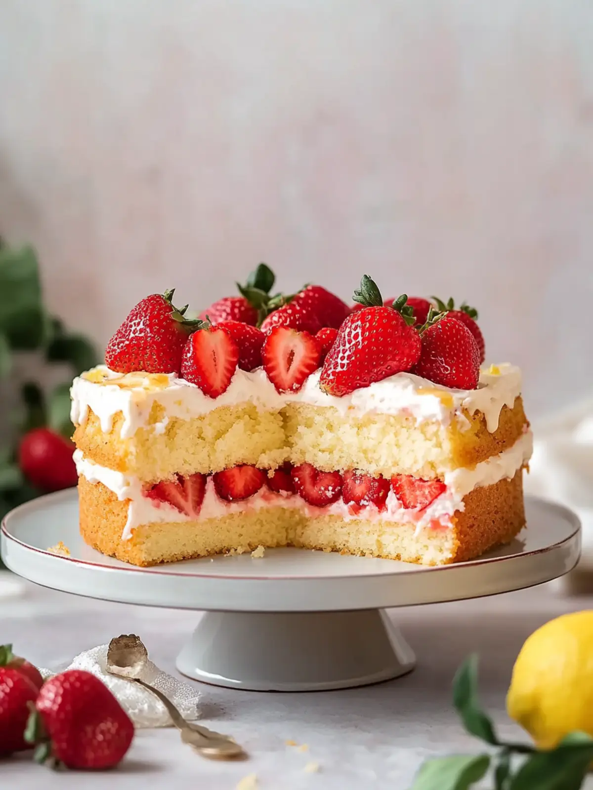 Luscious Fresh Strawberry Cake With Lemon You Must Try Today 3 Fresh Strawberry Cake (With Lemon)