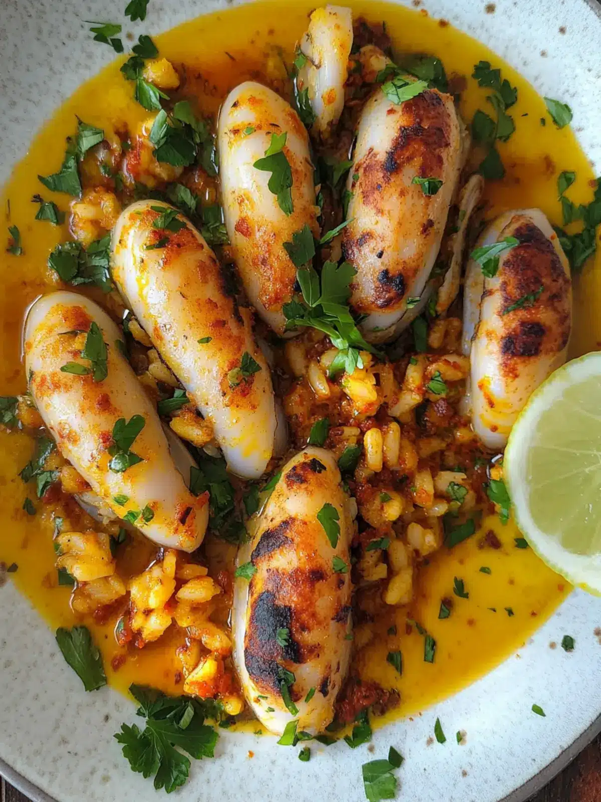 Chorizo + Rice Stuffed Squid