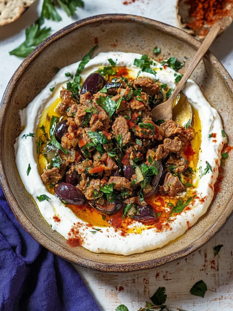 Spicy Lamb and Eggplant Labneh