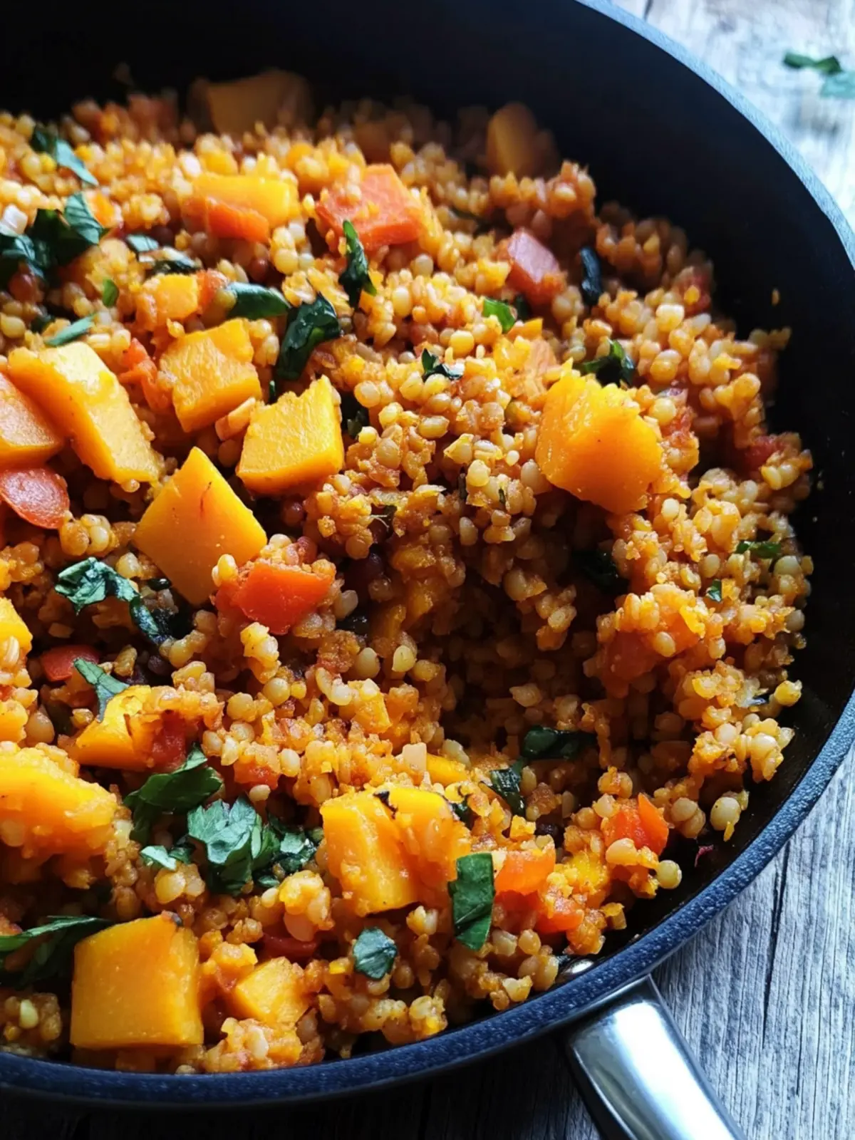 Delicious Disability Month Bulgur, Red Lentil & Squash Skillet 3 Disability Month Bulgur, Red Lentil & Butternut Squash Skillet