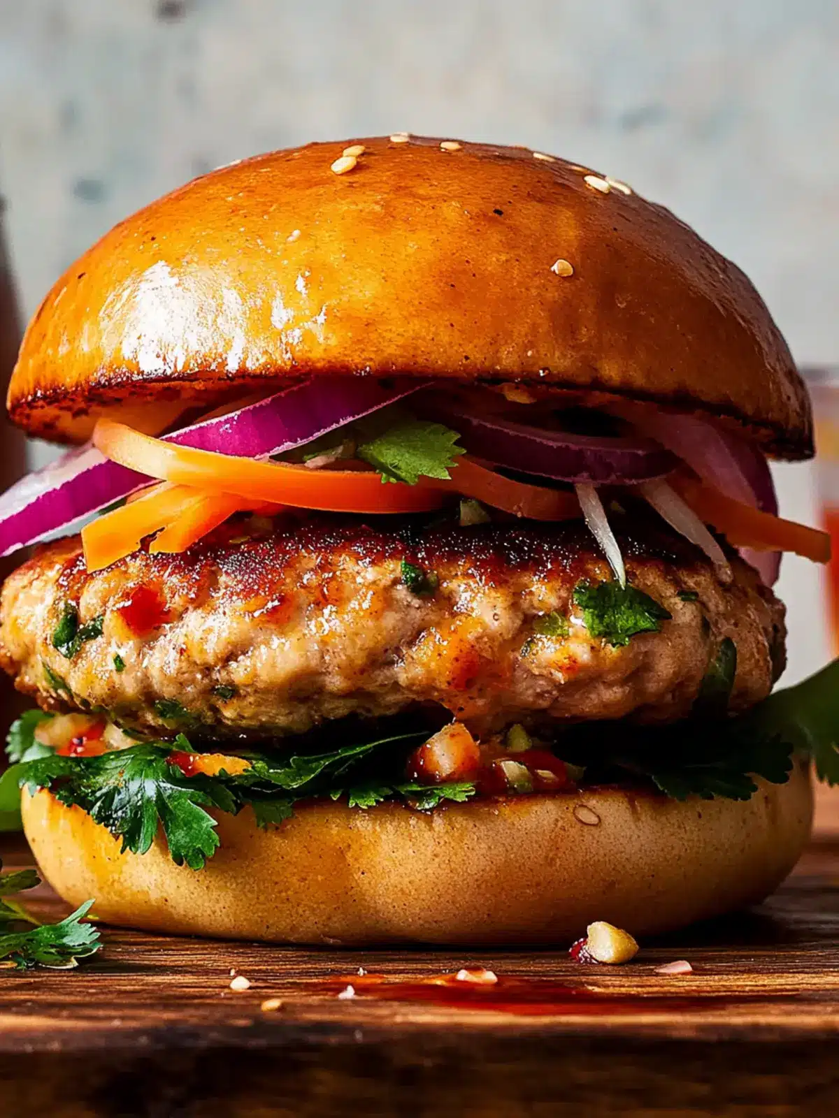 Savory Thai Sweet Chili Turkey Burger with Crunchy Slaw 3 Thai Sweet Chili Turkey Burger