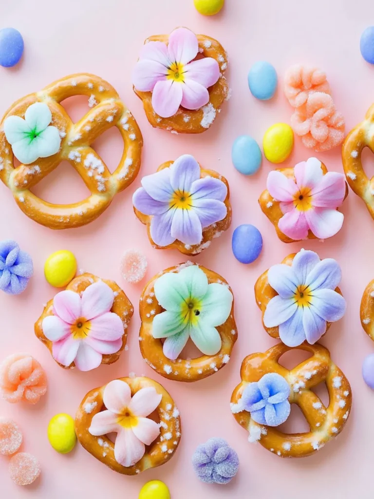 Pastel Candy Spring Flower Pretzels