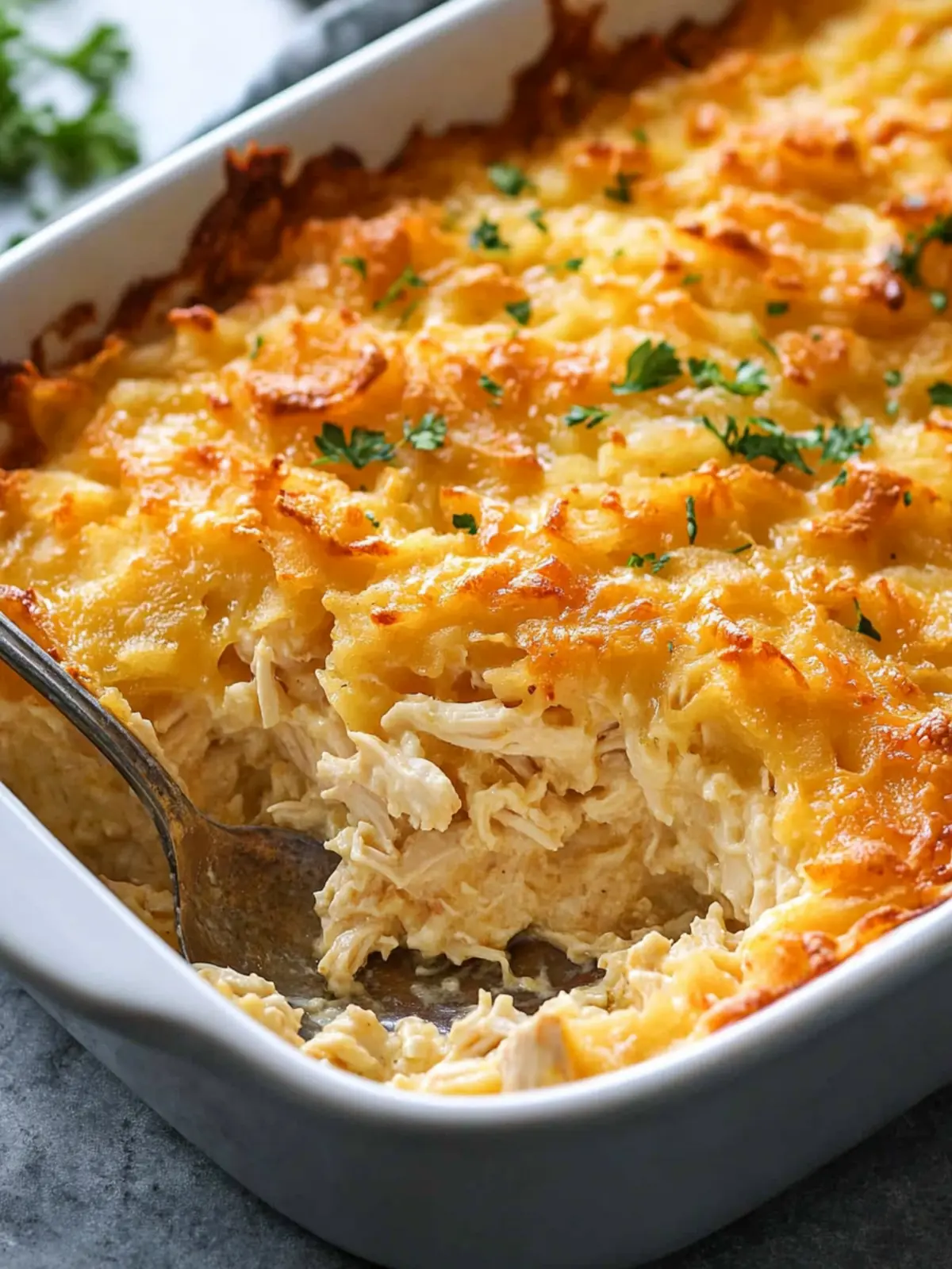 Cheesy Chicken Hashbrown Casserole