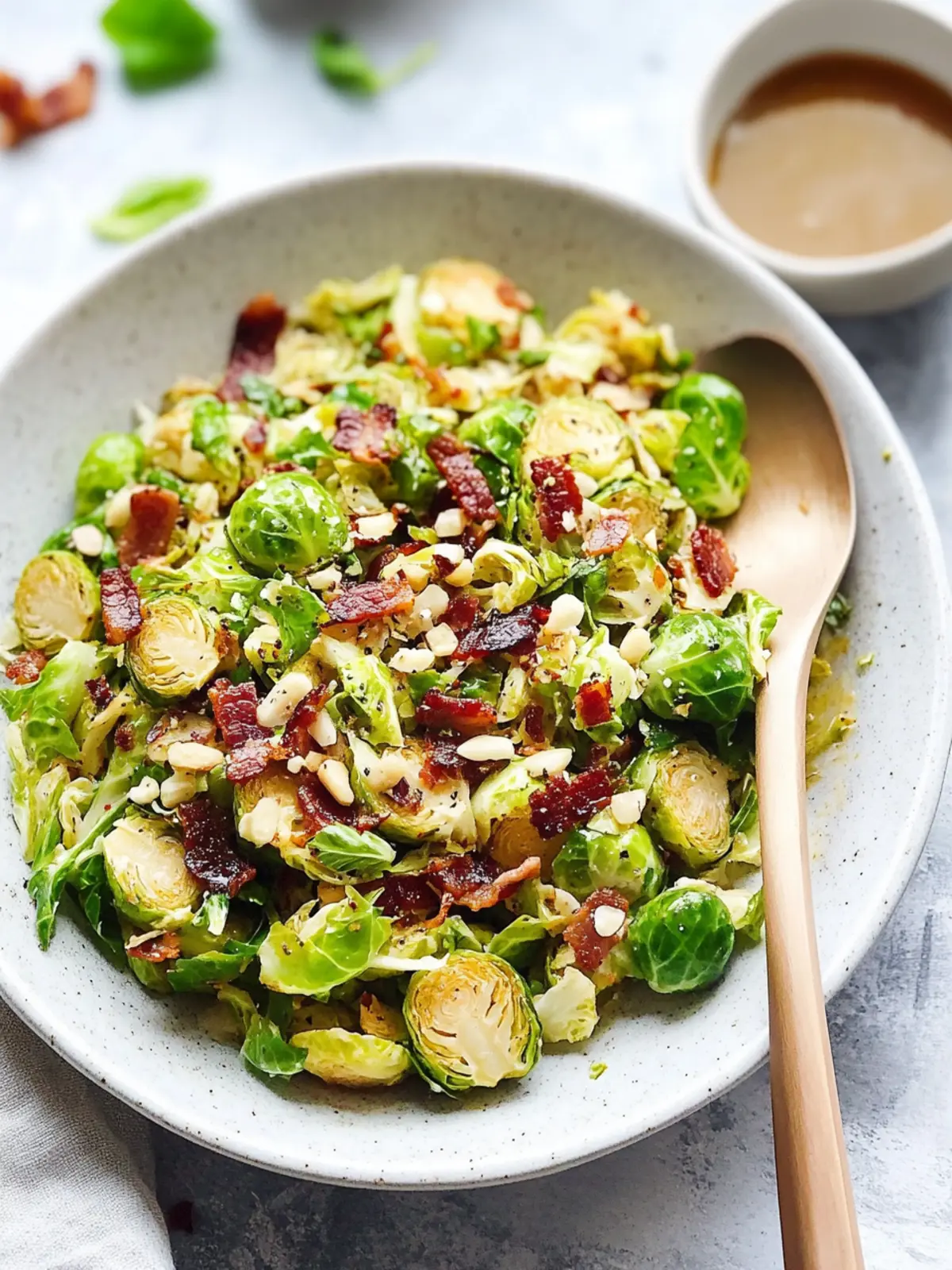 Irresistible Warm Brussels Sprouts Salad with Maple Bacon Dressing 5 Warm Brussels Sprouts Salad with Maple Bacon Dressing