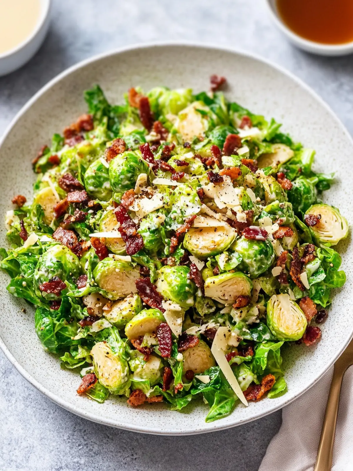 Irresistible Warm Brussels Sprouts Salad with Maple Bacon Dressing 2 Warm Brussels Sprouts Salad with Maple Bacon Dressing