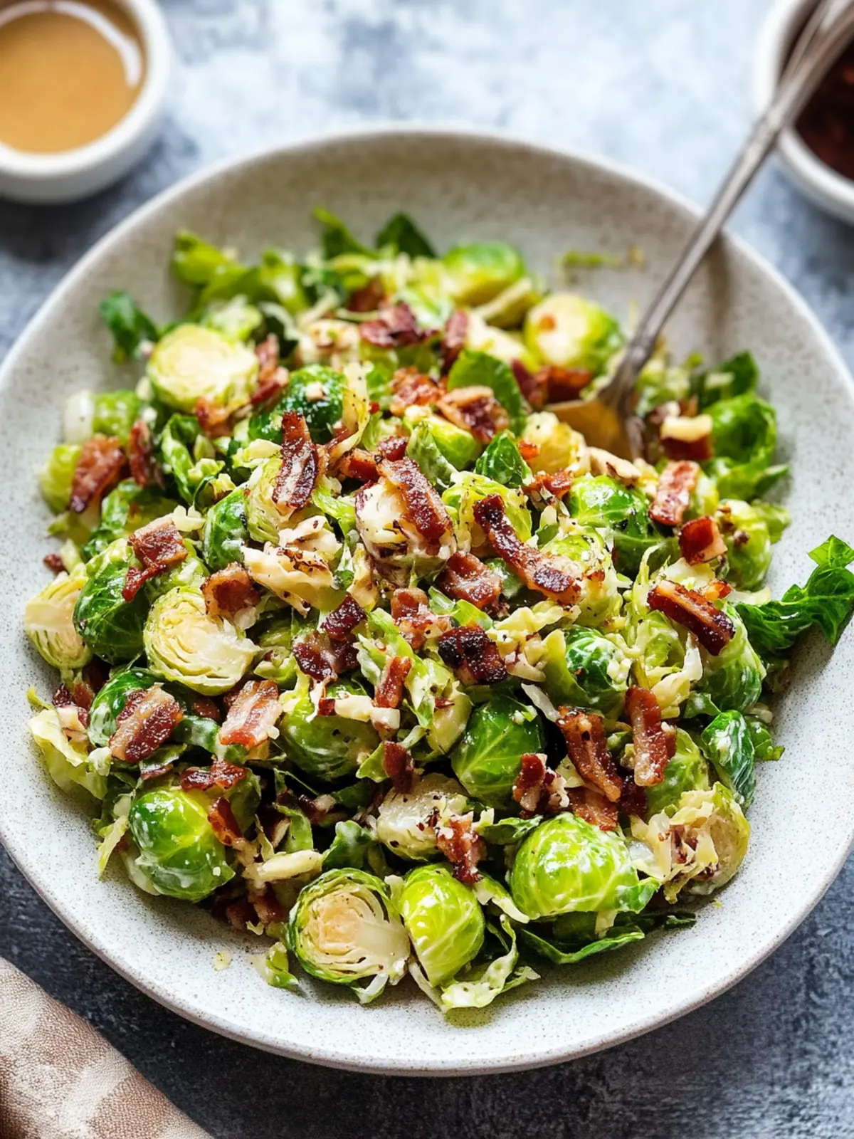 Irresistible Warm Brussels Sprouts Salad with Maple Bacon Dressing 3 Warm Brussels Sprouts Salad with Maple Bacon Dressing