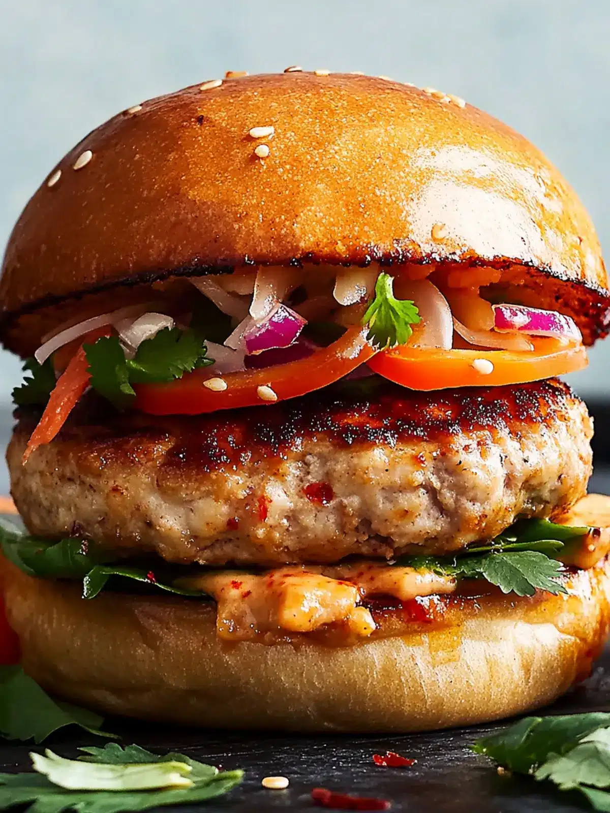 Savory Thai Sweet Chili Turkey Burger with Crunchy Slaw 4 Thai Sweet Chili Turkey Burger