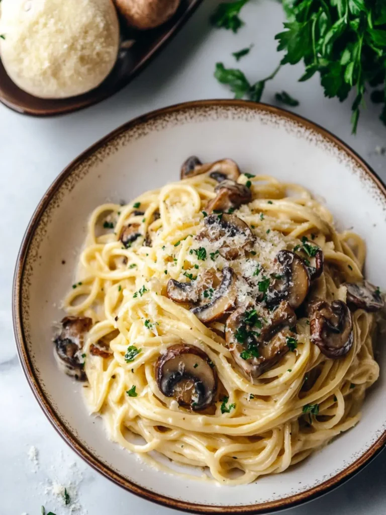 Lactose Free Carbonara with Mushrooms