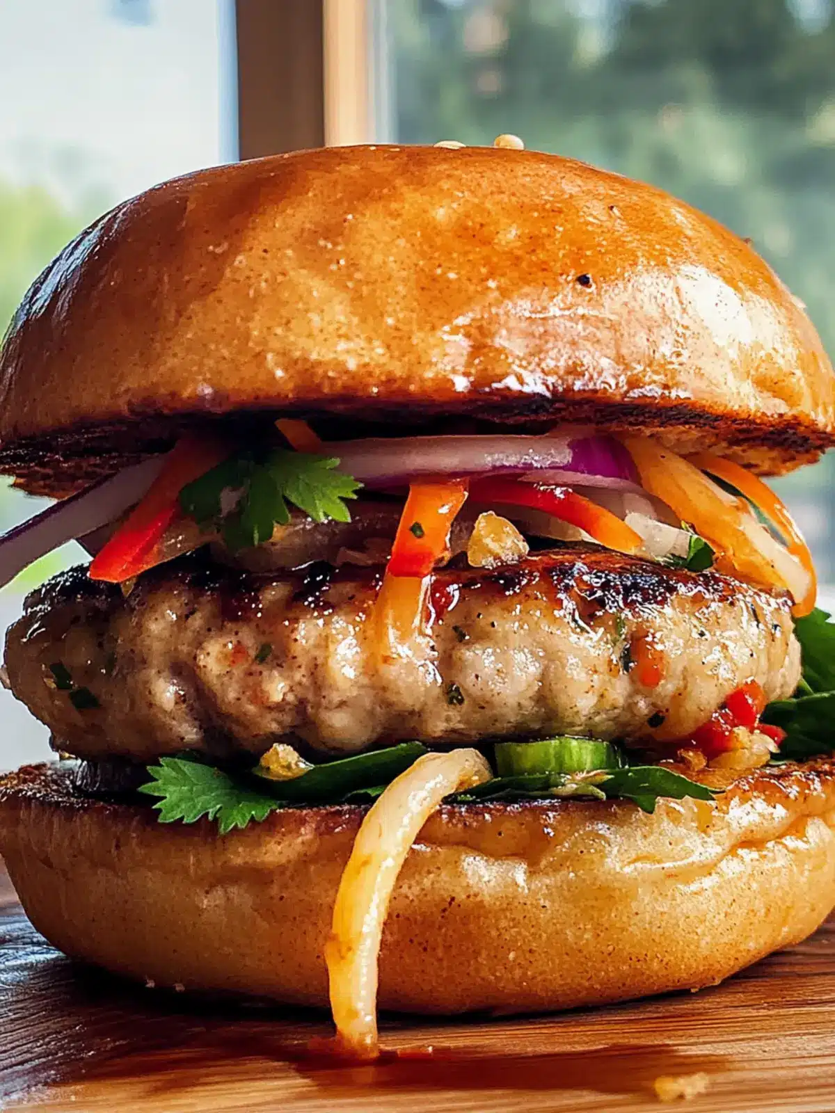 Savory Thai Sweet Chili Turkey Burger with Crunchy Slaw 2 Thai Sweet Chili Turkey Burger