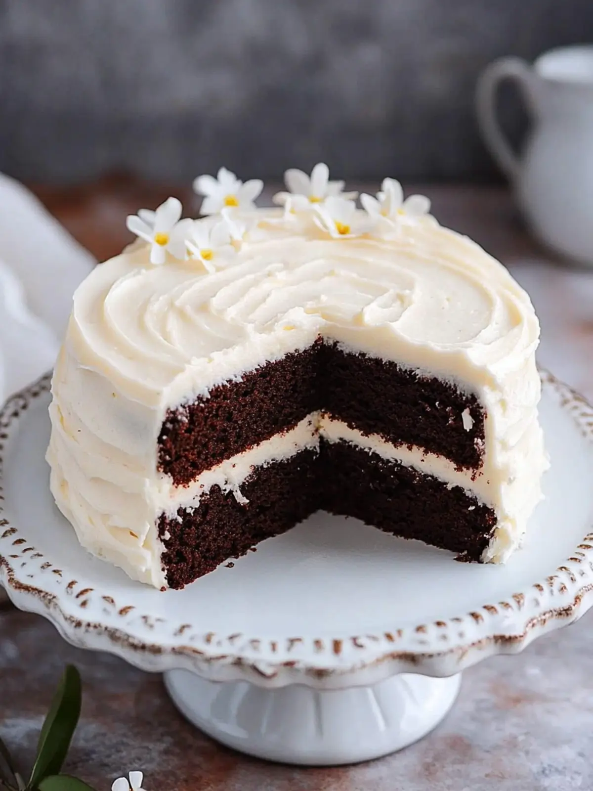 Decadent Chocolate Cake with Vanilla Frosting Bliss 2 Chocolate Cake with Vanilla Frosting