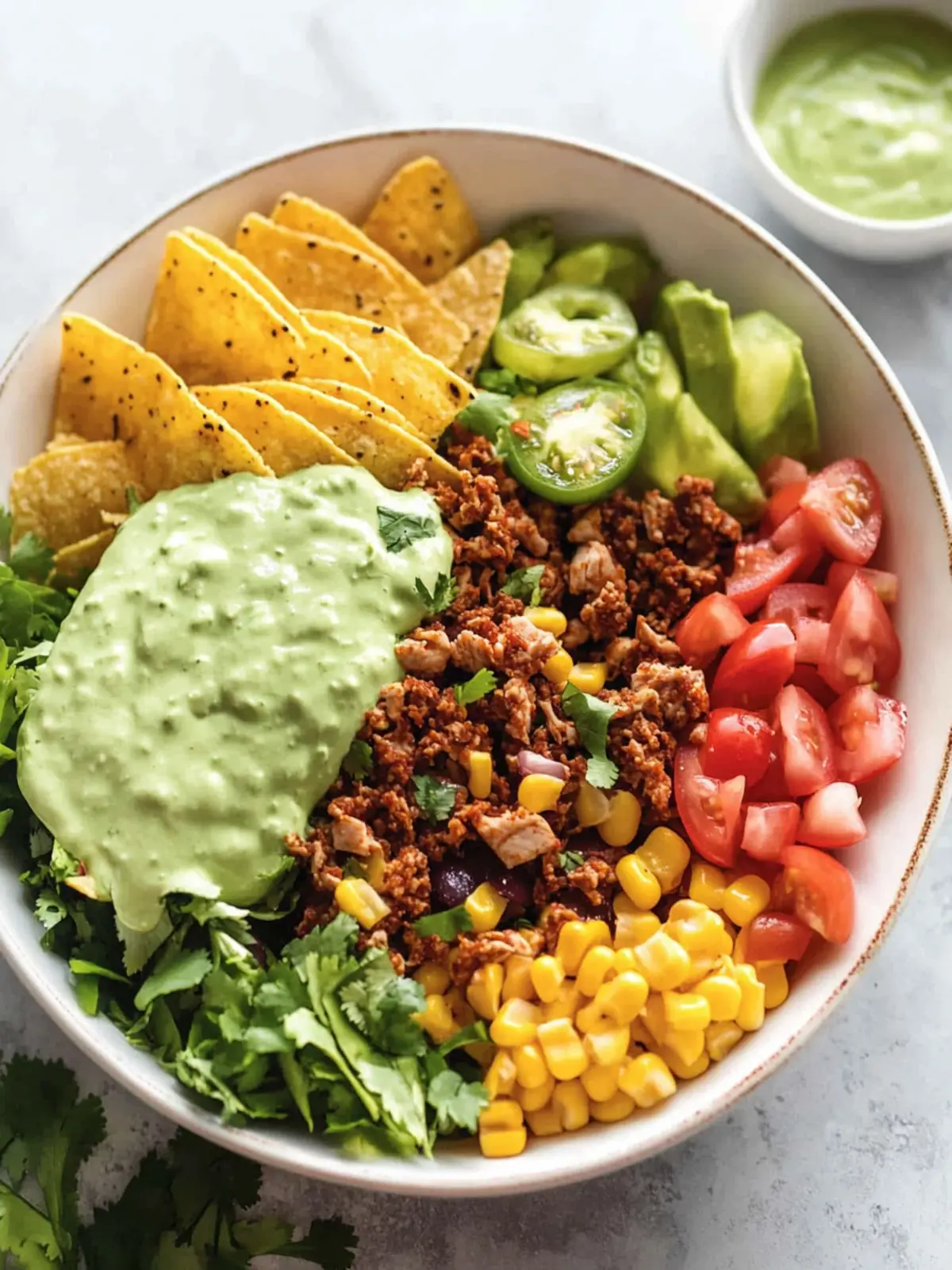 Zesty Turkey Taco Salad with Creamy Avocado Dressing 2 Turkey Taco Salad
