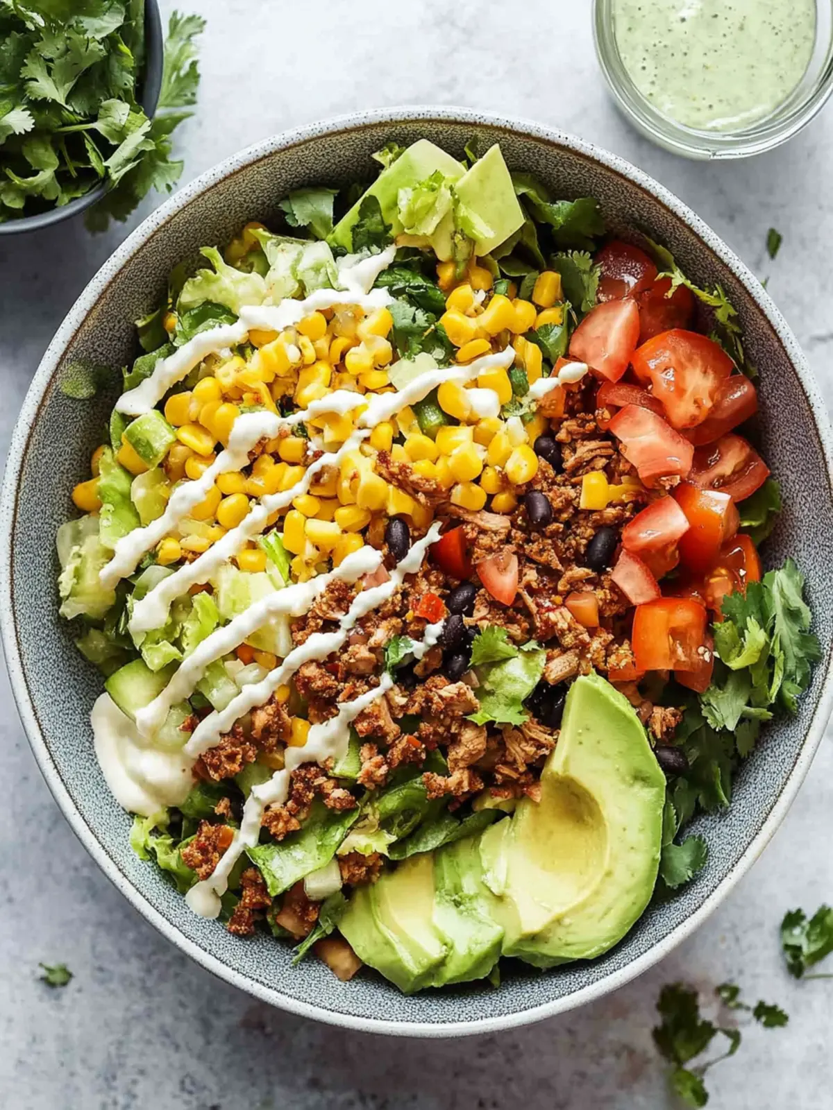 Zesty Turkey Taco Salad with Creamy Avocado Dressing 4 Turkey Taco Salad
